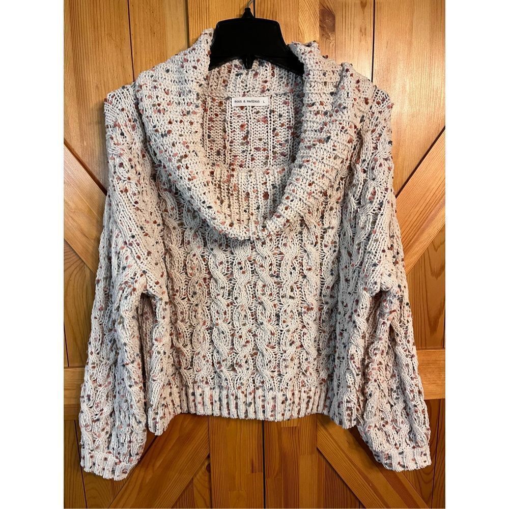 Moon & Madison Confetti Cowl Cable Knit Sweater Size Large (2850)